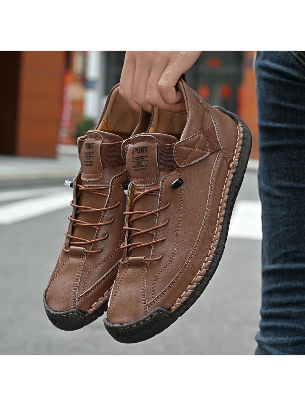 Women's Brown Breathable Loafers Mid top Walking Flats Ankle Chukka Boots - Picture 2 of 7